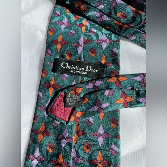 Vintage Christian Dior Monsieur Neck Tie Geometric Print Standard Size - Picture 4 of 5